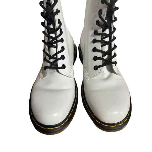 Dr Martens 1460 White Leather Lace Up Boots Womens Size 8 Mens Size 7 - Picture 3 of 11